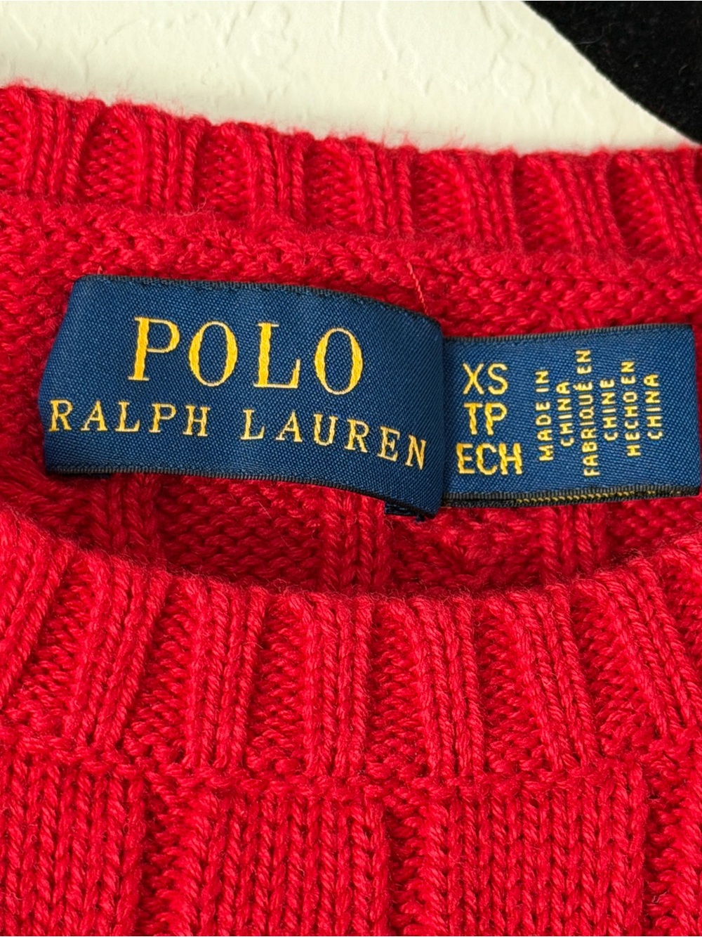 Polo Ralph Lauren Sweater Women XS Red Cable Knit Fisherman Preppy Classic - Picture 4 of 9